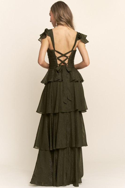 Jillian Dark Olive Maxi Dress