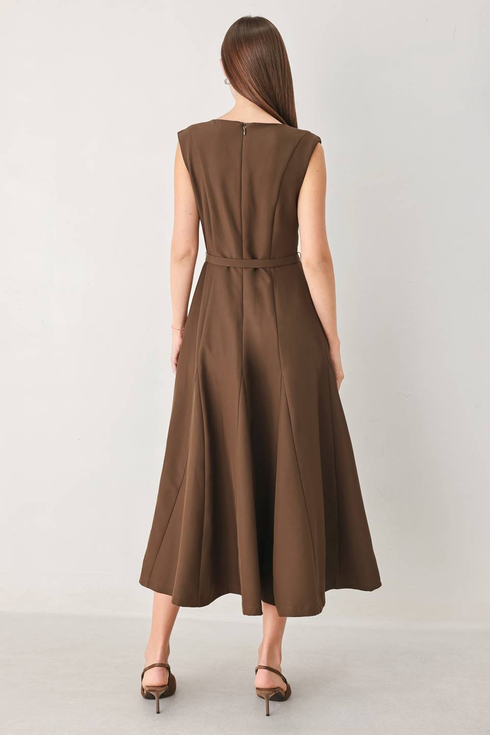 Carola Brown Midi Dress