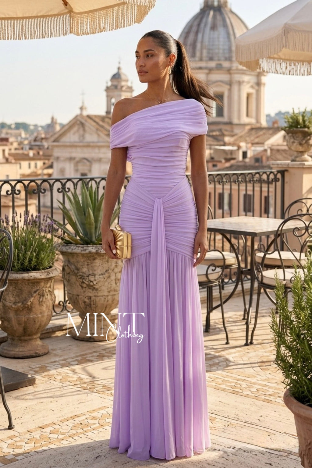 The Lilac Off-Shoulder Gown