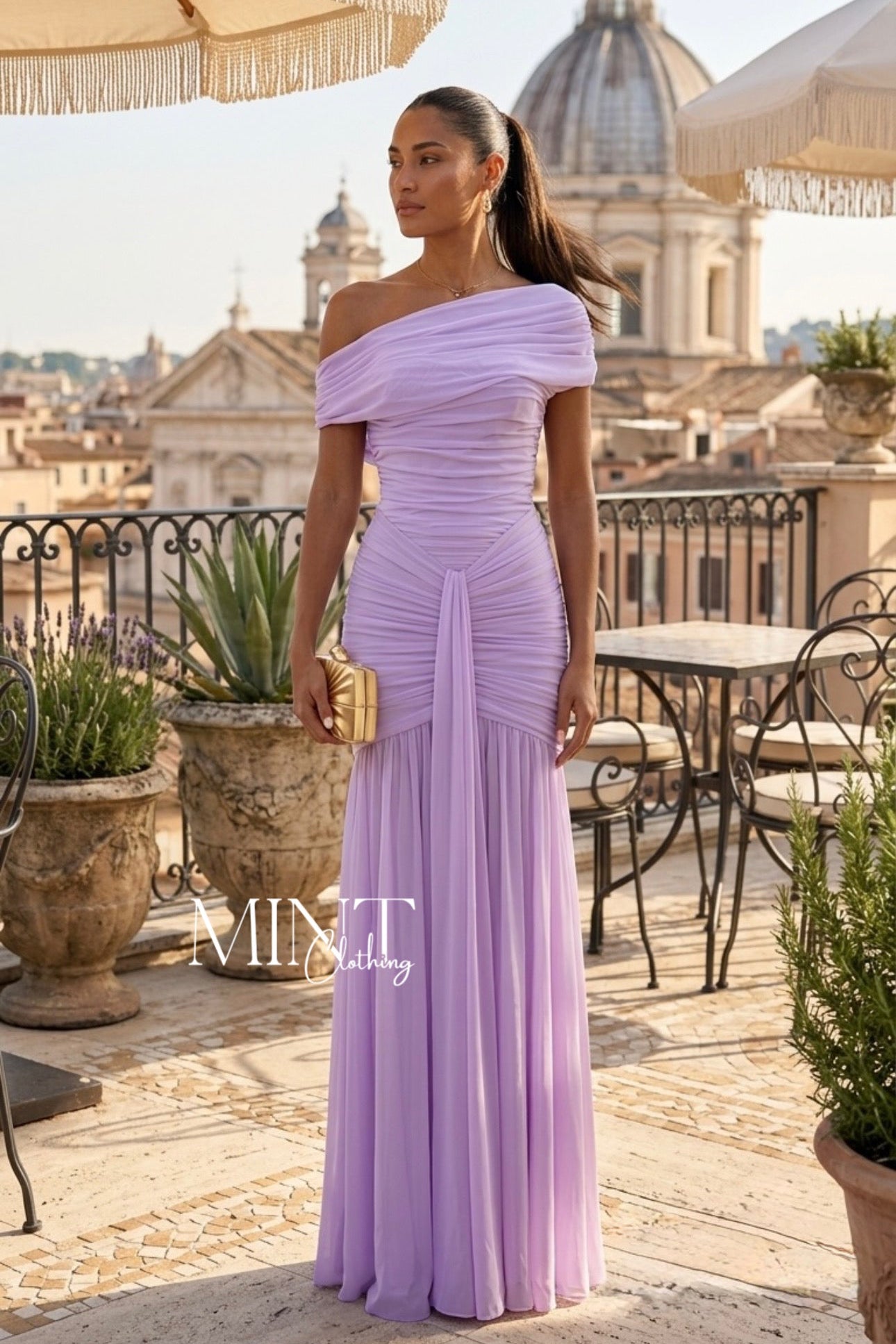 The Lilac Off-Shoulder Gown