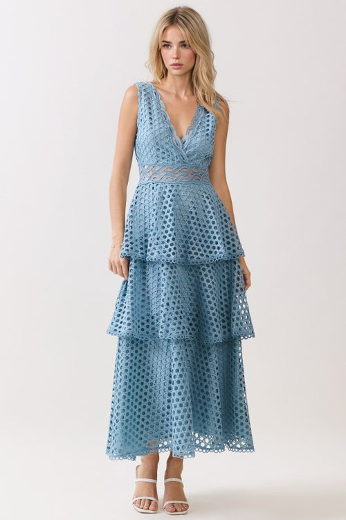 Azzurra Lace Tiered Midi Dress