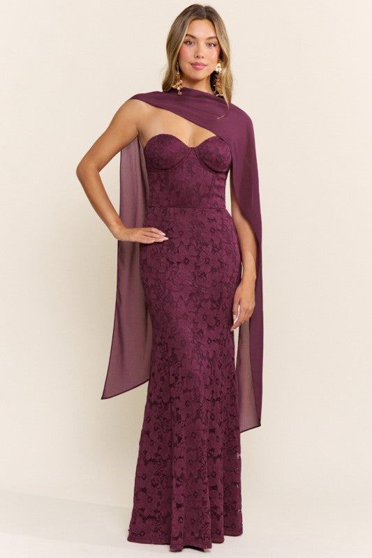 Plum Lace Maxi Dress