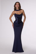 Alia Navy Corset Maxi Dress