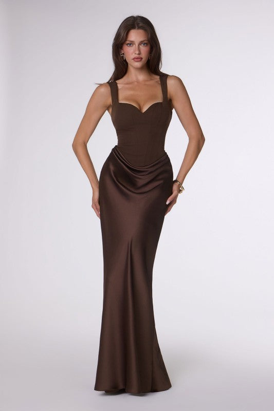 Trista Chocolate Maxi Dress