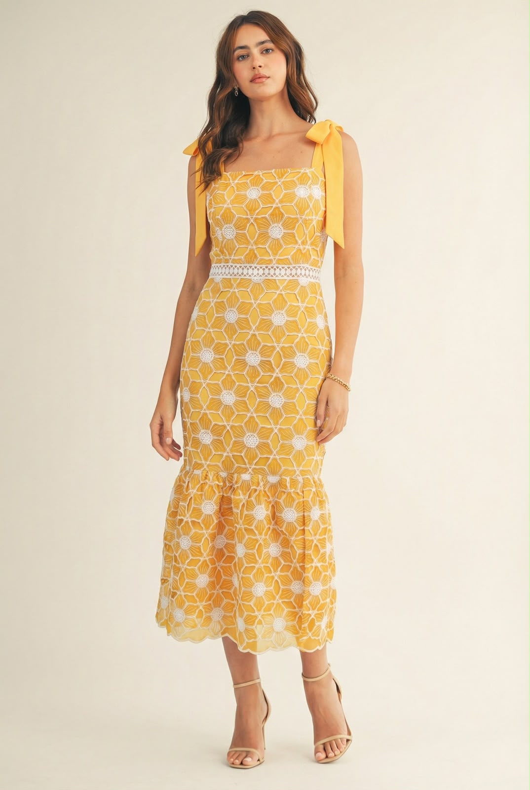 Golden Daisy Midi Dress