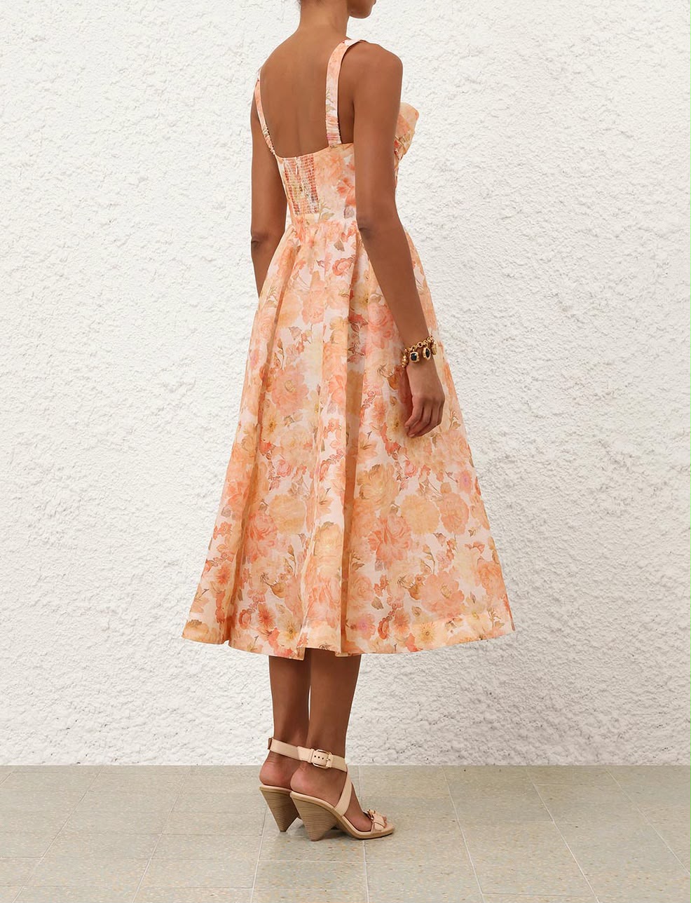 Peach Blossom Midi Dress