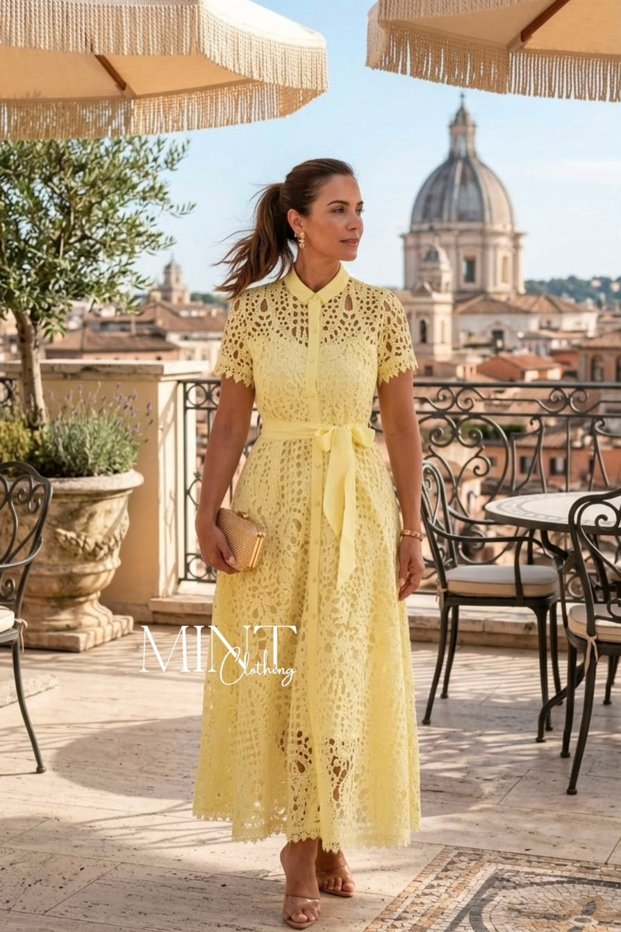 Lemon Yellow Lace Dress