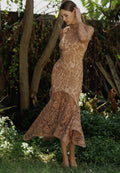 Mocha Elegance Midi Dress
