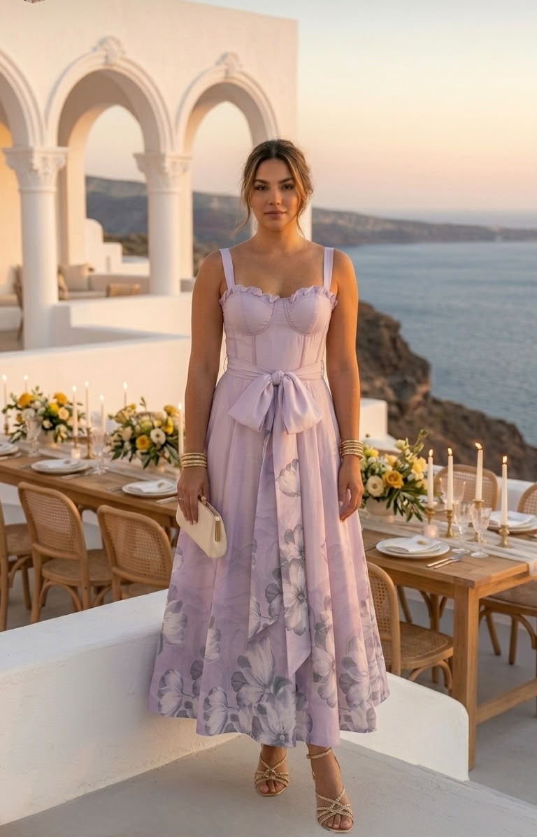 Lilac Bloom Midi Dress